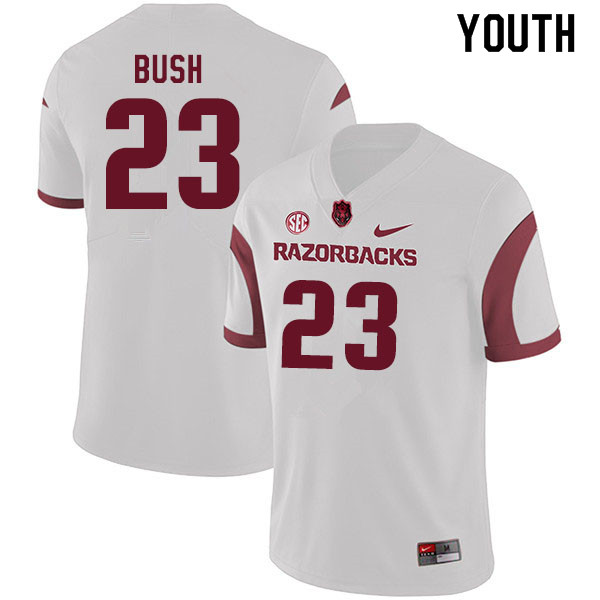 Youth #23 Devin Bush Arkansas Razorbacks College Football Jerseys Sale-White